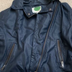 Anthropologie Navy Faux Leather Jacket